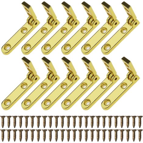 12pcs Charnières de Boîte à Bijoux Charnière Pliante à 90 Degrés avec Vis de Montage Charnière à Bijoux en Alliage de Zinc Accessoires de Boîte en Bois Or (1/5)
