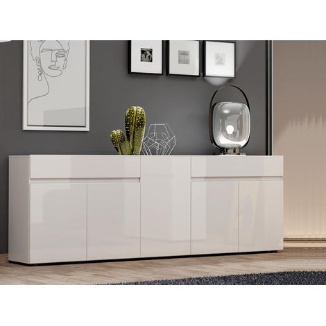Aparador Elenia, Alacena 3 Estantes, Hecho en Italia, 38x225x79h cm Blanco (1/5)
