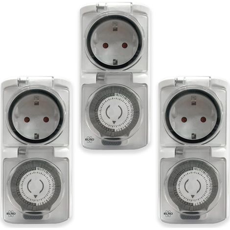 3er Set Analoge Zeitschaltuhren für Außensteckdosen Garten Timer mechanisch 13cm