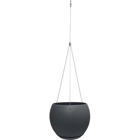 Suspension LUNE avec soucoupe clipsée et câble - Dim. 24 x 24 x 18 cm - Volume 6,5 L - Gris anthracite - EDA