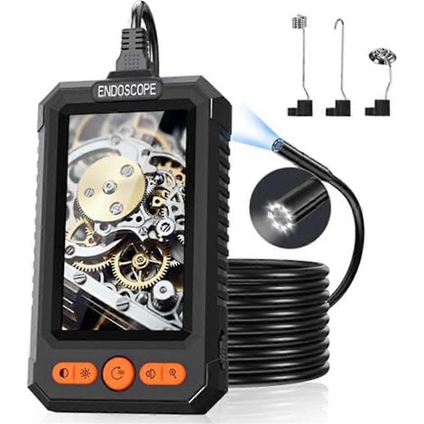 Endoscope industriel 4.3 Pouce IPS Écran HD1080P, 10m Câble semi-rigide 8mm Caméra boroscope avec 8LED, étanche (1/5)