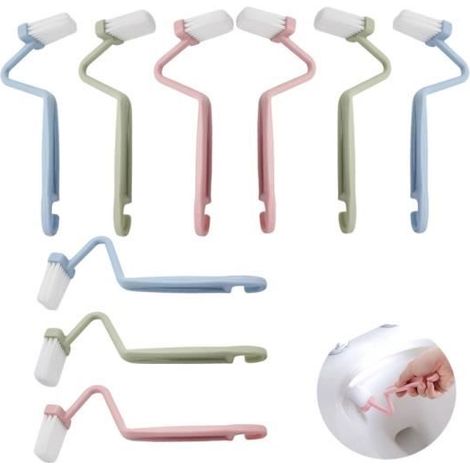 9pcs Plastique Courbé WC Brosse V Type Brosse Toilette WC Doux Brosse Nettoyage Coin Plastique Poignée Courbée WC Brosse Nettoyage (1/4)