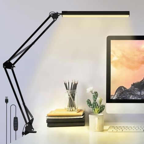 (Schwarze) LED-Schreibtischlampe, 10-W-Architektenleuchte, 3 Farbtemperaturen, 10 Helligkeitsstufen (1/4)
