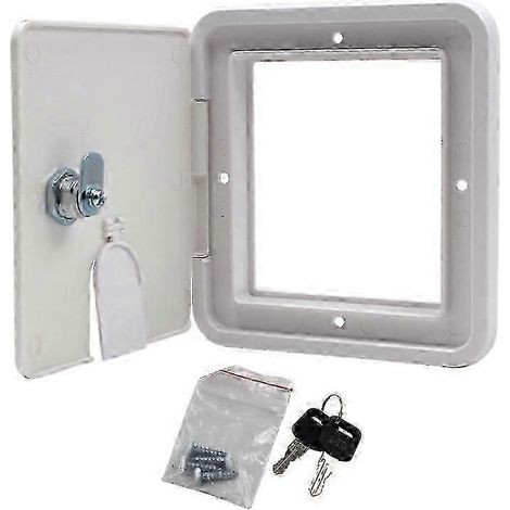 Trappe de protection robuste pour câble électrique de camping-car avec 2 clés, largeur 15,1 cm (5,94 pouces) et hauteur 16,6 cm (6,54 pouces). (1/5)