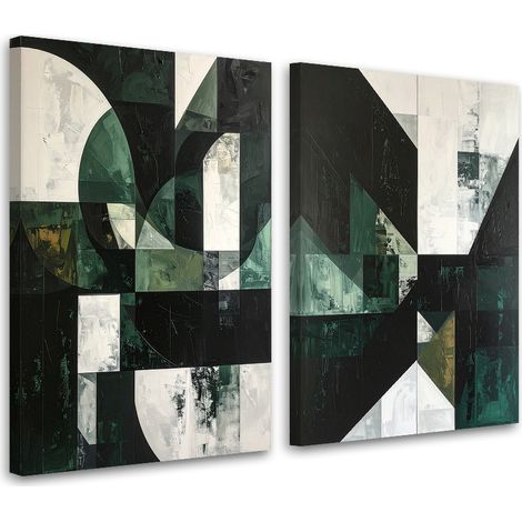 Set de tableaux sur toile  Abstraction géométrique vert gris 2 x 20x30 (1/4)