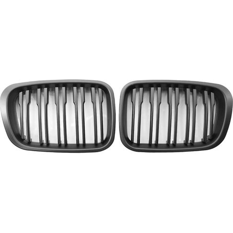 2-teiliger, mattschwarzer Sport-Doppelsteggrill, kompatibel mit BMW 3er E46 Limousine
