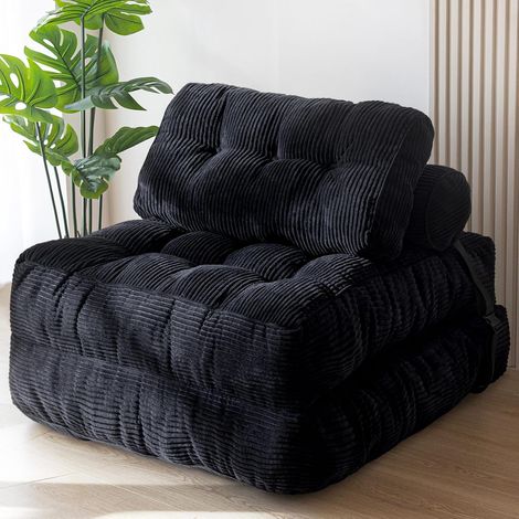 Canapé-lit pliant, fauteuil convertible avec coussin, canapé pliable avec dossier, canapé-lit portable et confortable pour salon ou chambre, noir, une place (1/5)
