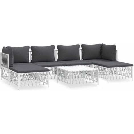Maison Exclusive - Set Salotto da Giardino 7 pz con Cuscini in Acciaio Bianco