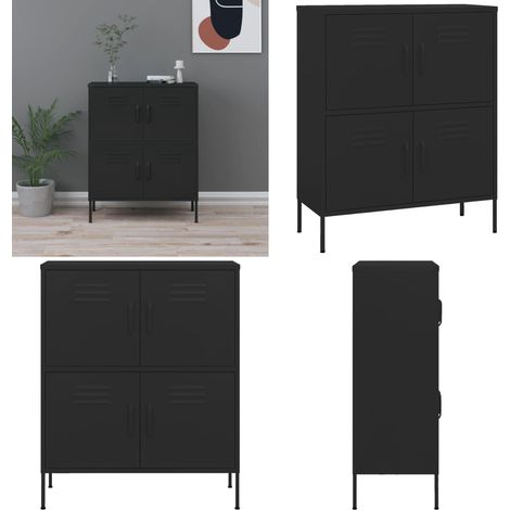 Lagerschrank Schwarz 80x35x101,5 cm Stahl - Schrankschubladen - Metallregal - Garderobe Schwarz - Aufbewahrungsschrank - Wohnzimmermöbel - Home & Living