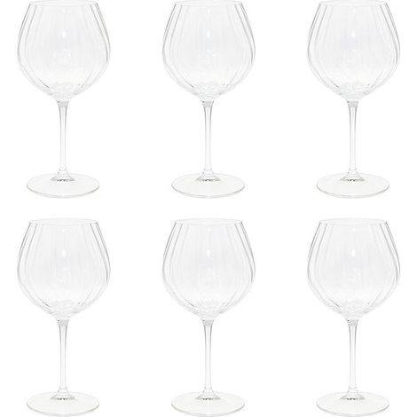 Lot de 6 verres à vin en verre transparent avec design vague - 10,3 x 10,3 x 23 cm - PANGIVO (1/3)