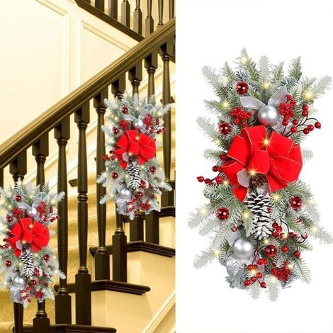 Generic Couronne de Noël – Guirlande Artificielle pour Décoration de Noël, Décorations de Porte Réalistes Exterieur LED Guirlande Chambre (1/4)
