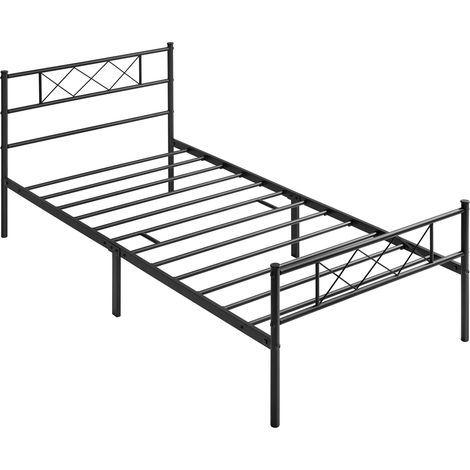 Homevive Cama Individual 90 x 190 cm con Espacio Almacenamiento Bajo Marco Metal Altura del Suelo 32 cm Negro (1/5)