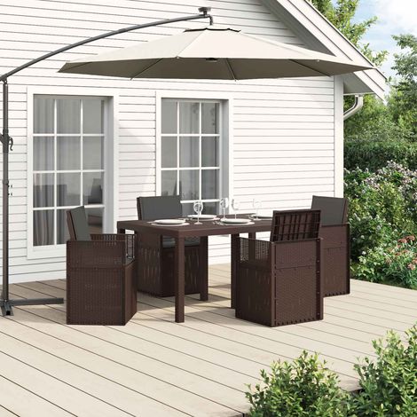 vidaXL Conjunto de Comedor de Jardín 5 uds. Marrón y Antracita PP (1/5)