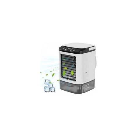 Climatiseur Mobile, Climatiseur Portable, Refroidisseur d'Air par Evaporation 4-en-1, 3 Vitesses, 2 Modes de Brume, 7 Lumières LED, pour Chambre à Coucher, Bureau [Classe énergétique A] (1/5)