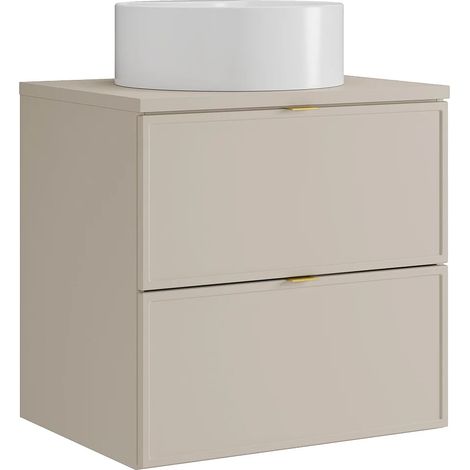 Mobile bagno sospeso con lavabo da appoggio rotondo Beige 60 cm - ONDIL (1/5)