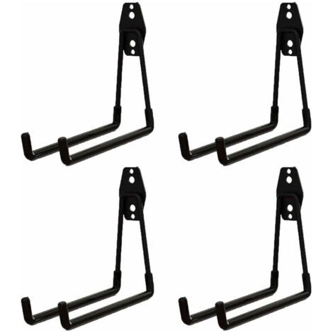 Lot de 4 crochets muraux en caoutchouc pour garage, charges lourdes, pour échelle, appareils, chaise, tuyau, vélos (noir) (1/5)