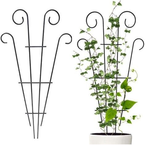 Set di 2 supporti per piante rampicanti – Traliccio in metallo per piante in vaso – Supporto per piante rampicanti – Paletto da giardino – Riutilizzabile (1/5)