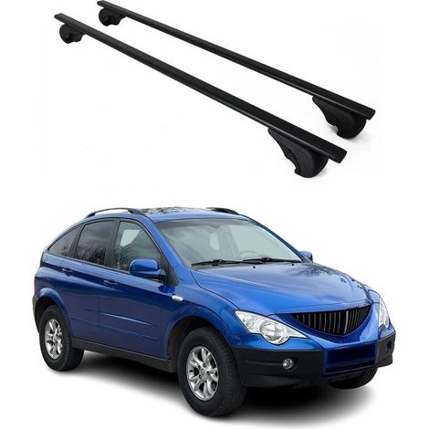 OMAC Dachträger Querträger für Ssangyong Actyon 2006-2011 – Abschließbar – Max. 75 kg – 2 Stangen Stahl Schwarz (1/5)