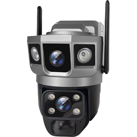 Caméra Solaire WiFi 2MP, Double Objectif, étanche, sans Fil, CCTV, Moniteur de Batterie, détection de Mouvement PIR, caméra IP de sécurité(Camera NO Card) (1/5)