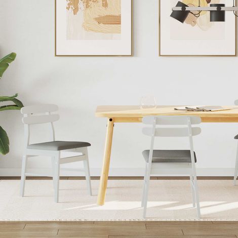 vidaXL Sedia da pranzo 2 pcs Bianco e Grigio Legno di gomma
