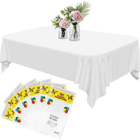 Nappe Jetable Effet Tissu 15pcs Nappe Blanche Jetable 137 X 183cm Imperméable Nappes en Plastique Jetables Rectangulaires Nappes Anniversaire Jetables pour baptême Fête Mariage Barbecue (1/5)