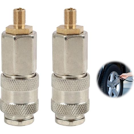 2Pcs Adaptateurs de Compresseur d'air Portables, Raccord Rapide Air Comprimé 3 en 1,Raccord Pneumatique Mâle vers Valve Américaine, pour Gonfleur de Pneu et Outils Pneumatiques (1/5)