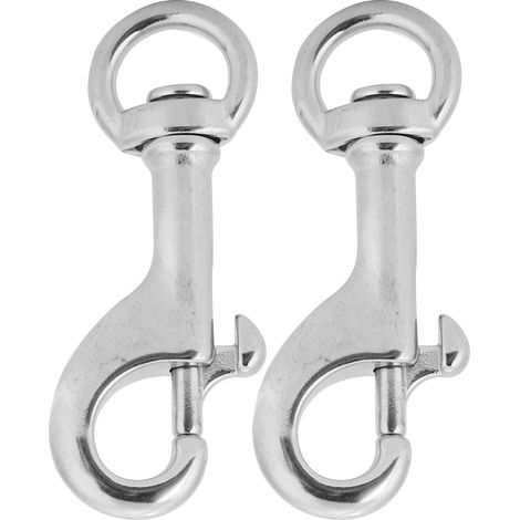 Lot de 2 mousquetons à œillet pivotants de 68 mm en acier inoxydable 316, clip de plongée simple.