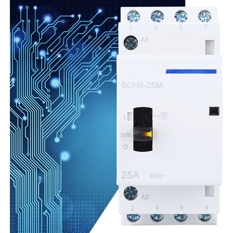 Contacteur modulaire domestique CA BCH8-25M 230V 4P 25A avec interrupteur de commande manuel (4NO) (1/5)