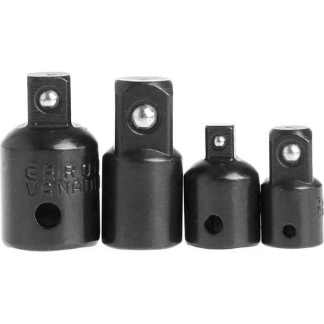 4pcs Adaptateur à cliquet Clé à Douille d'Impact Cr-V 1/4" 3/8" 1/2" Réducteur d'Entraînement de Convertisseur Outils pour Clés à Chocs Pneumatiques (1/4)