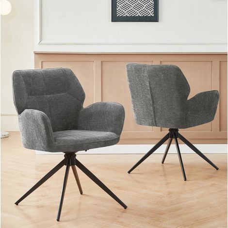 MEUBLIV Silla de comedor giratoria 2 piezas gris oscuro con reposabrazos (1/5)