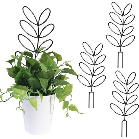Lot de 3 tuteurs métalliques en forme de feuille pour plantes d'intérieur, support idéal pour les mini-vignes, les feuilles et les treillis. (1/5)