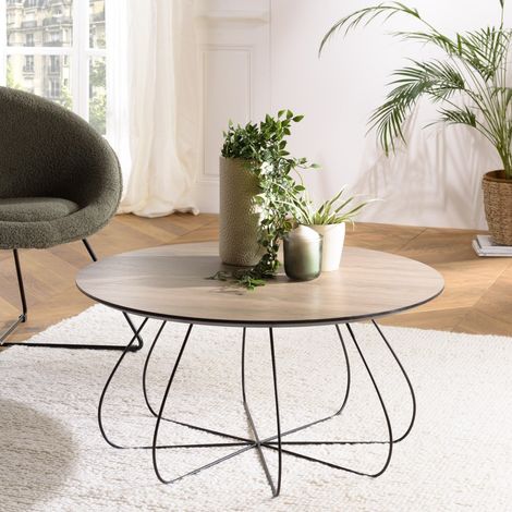JULIA - Table basse biseautée 80x80cm bois marron (1/5)