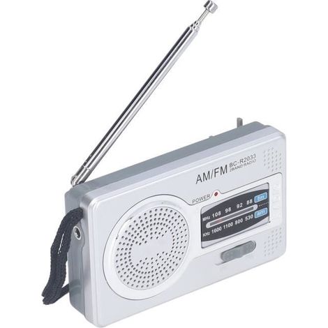 Radio portable AM FM - Modèle compact - Résistante à l'eau - Alimentation par 2 piles AA (1/4)