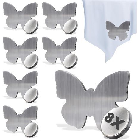 Pesi magnetici in acciaio inossidabile a forma di farfalla per tovaglie (circa 45 g) - Adatti per tovaglie e tende - Clip per tovaglie da esterno con custodia. (1/5)