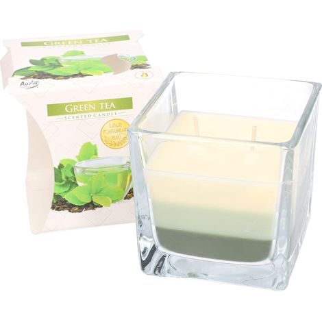 KOTARBAU Bougie parfumée à 2 mèches dans un verre - Thé vert à deux mèches - Idée cadeau - Aromathérapie - Durée de combustion jusqu'à 32 heures (1/5)