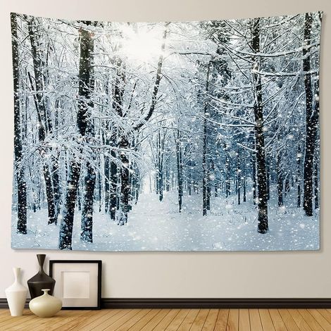 1 Stück 150 x 130 cm (Wald unter dem Schnee) Wandteppich zur Raumdekoration (1/5)