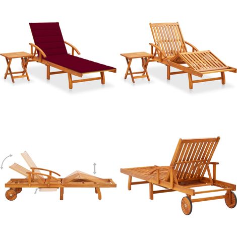 Sonnenliege mit Tisch und Auflage Akazie Massivholz - Sonnenliege - Gartenmöbel - Holz-Sonnenliege - Liege - Outdoor Möbel - Home & Living (1/5)