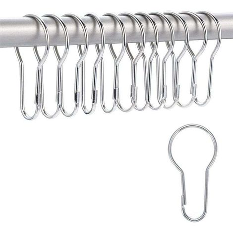 Set mit 12 Duschvorhanghaken und -ringen aus Metall – Leichtgängig – Universalgröße – Rostbeständig – Duschvorhangzubehör