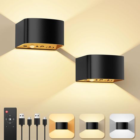 LED Wall Light with Motion Sensor, Wireless Battery-Powered Remote Control, 3 Colors for Bedroom Living Room