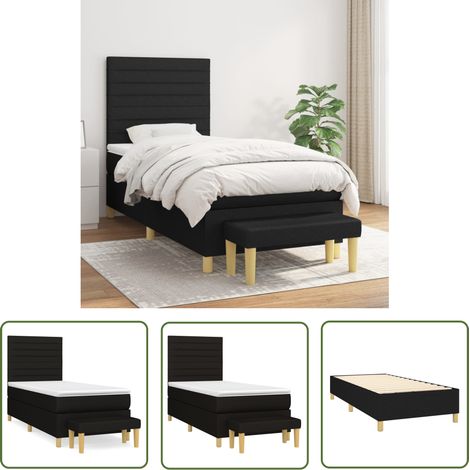 The Living Store Boxspringbett mit Matratze Schwarz 80x200 cm Stoff - Boxspringbett - Doppelbett - Bett Mit Matratze - Bettsofa - Schlafsystem (1/5)