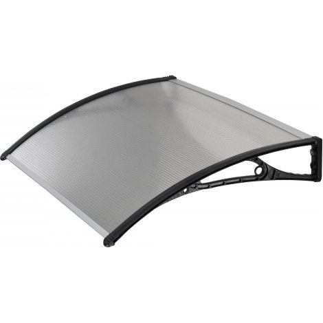 Pensilina tettoia, abs nero, policarbonato alveolare trasparente 100x70cm da esterno Fredi