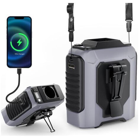 Ventilateur de Ceinture Portable Rechargeable, Mini Ventilateur Clip 5 Vitesses,Ventilateur de Taille pour T-Shirt avec Lampe Torche, Idéal pour Extérieur, Voyage, Randonnée et Camping