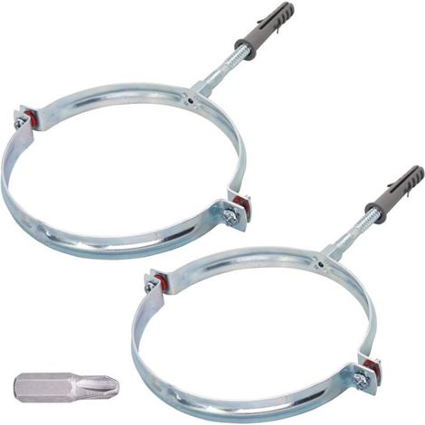 Lot de 2 Collier de serrage Acier zingué Diamètre 150 mm Fixation murale Plafond Garage Industrie (1/4)