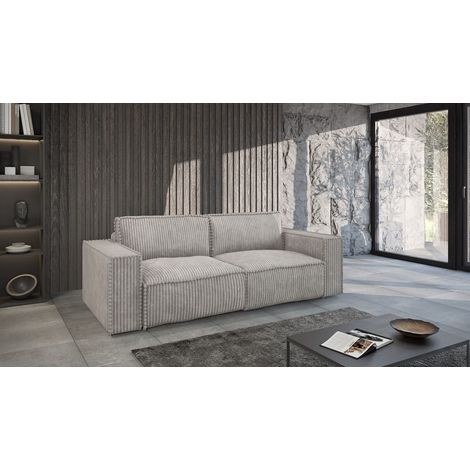 Sofa 3-Sitzer mit Schlaffunktion VAJANA Stoff Tilia Hellgrau (1/5)