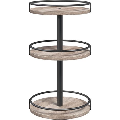 Étagère à Épices pivotante, Organisateur Rotatif à 3 Niveaux, Plateaux à Épices, Rangement Vertical, pour comptoir de Cuisine, Coiffeuse, Table à Manger, Grège et Noir (1/5)