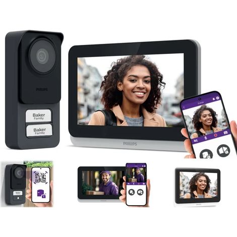 Kit Videocitofono Bifamiliare connesso 3K WI FI Philips chiamata cellulare Monitor 531046