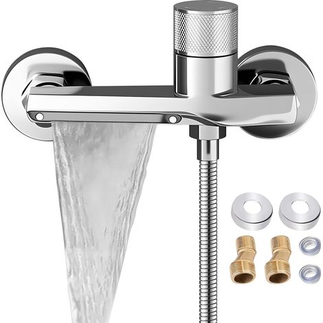 Thermostatic Shower Mixer Tap, Waterfall Spout Thermostatic Bath Tap, Thermostatic Shower Faucet, Bath Faucet With Thermostat, Thermostatic Shower Mixer Tap for Bathroom (1/5)