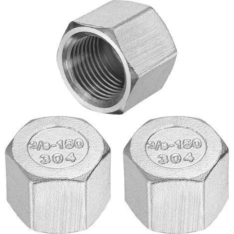 3Pcs Bouchon Hexagonal En Acier Inox 304 NPT 3/8" Argenté (1/5)