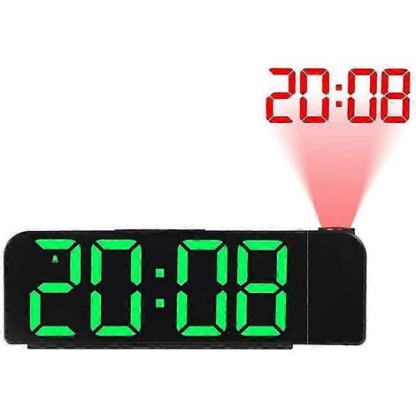 Rotation à 180°, réveil à projection, affichage numérique LED 12/24 heures, fonction de chargement USB, projecteur de plafond, alarme (1/5)