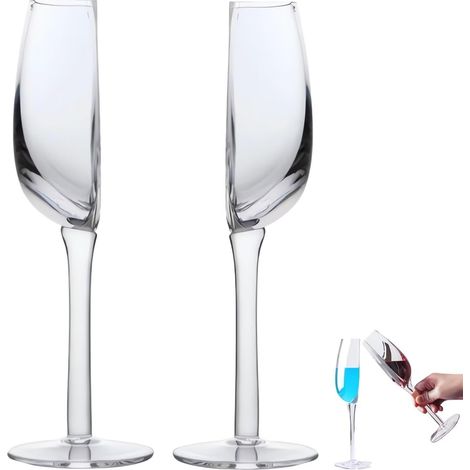 Verre A Vin Rouge - Verre 140 Ml - Design Semi-Circulaire Avant - En Verre Trempé Haute Qualité - Pour Dégustation Et Service De Vin - Lot De 2 (1/5)